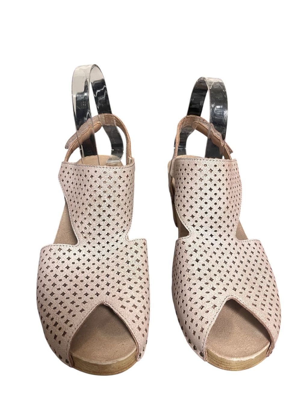 Dansko Teagan Heeled Sandal Clogs Laser Cut Vintage White Leather Slingback 39 - Picture 7 of 15